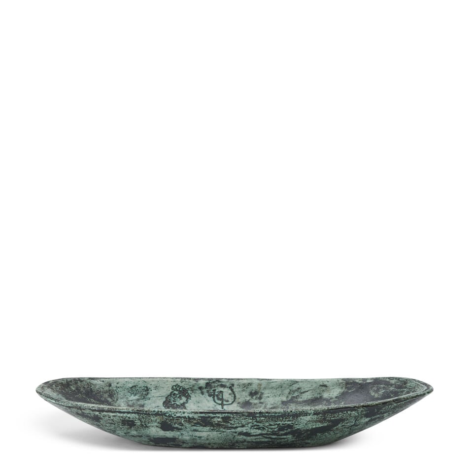 JACQUES BLIN (1920-1995) OVAL BOWL France, c. 1980, incised and glazed ceramic, depiction of Nep... - 3