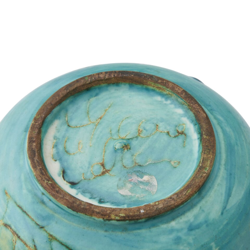 FOUR FRENCH MID-CENTURY MODERN STUDIO POTTERY ITEMS Marie-Christine Treinen bowl with handles, g... - 2