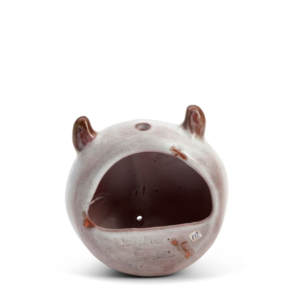 ROBERT (1930-2008) AND JEAN (1930-2015) CLOUTIER MASK France, c. 1960, glazed terracotta, incise... - 2