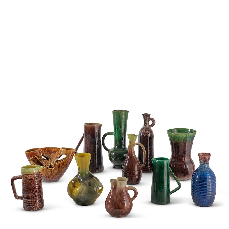 TEN POTERIE D'ACCOLAY ITEMS Accolay, France, c. 1960, glazed ceramic, all with incised marks 'Ac... (1 of 2)