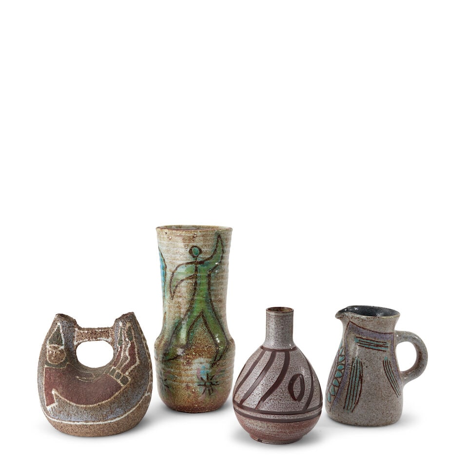 FOUR POTERIE D'ACCOLAY VESSELS Accolay, France, c. 1960, glazed ceramic, all with incised marks ... (1 of 1)