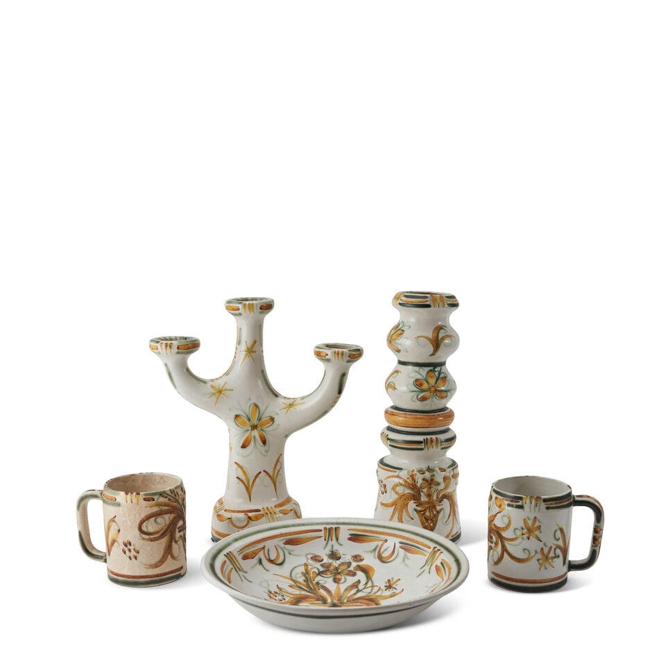 FIVE KERALUC QUIMPER ITEMS France, c. 1950, glazed ceramic, all with painted marks 'Keraluc Quim... (1 of 2)
