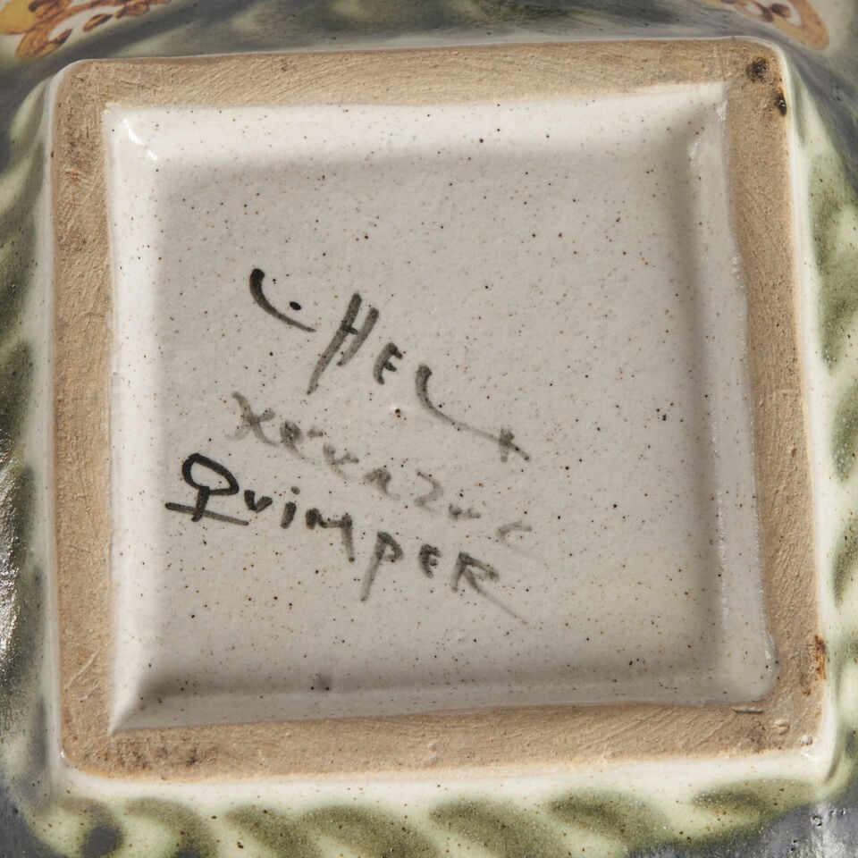 FIVE PIECES OF ANDRE L'HELGUEN (1935-2017) FOR KERALUC QUIMPER POTTERY France, c. 1960, glazed c... - 2