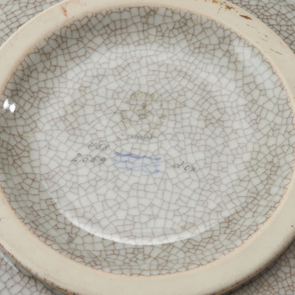 THREE THORKILD OLSEN FOR ROYAL COPENHAGEN PLATES Denmark, c. 1950, glazed and partial gilt porce... - 2