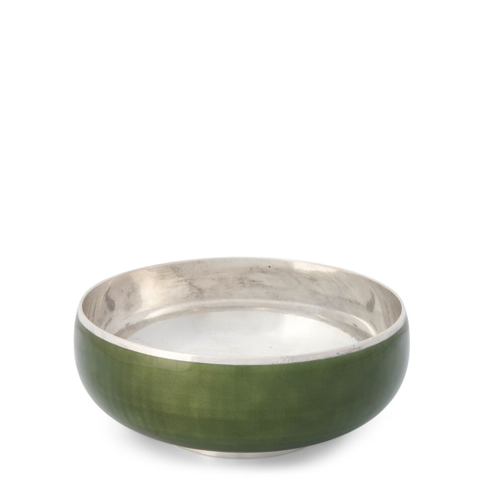THORBJORN LIE-JORGENSEN (1900-1961) FOR DAVID-ANDERSEN STERLING SILVER AND GUILLOCHE ENAMEL BOWL...: THORBJORN LIE-JORGENSEN (1900-1961) FOR DAVID-ANDERSEN STERLING SILVER AND GUILLOCHE ENAMEL BOWL Oslo, Norway, c. 1950, impressed stamped marks 'David-Andersen Norway Sterling' scale logo and '925 S'