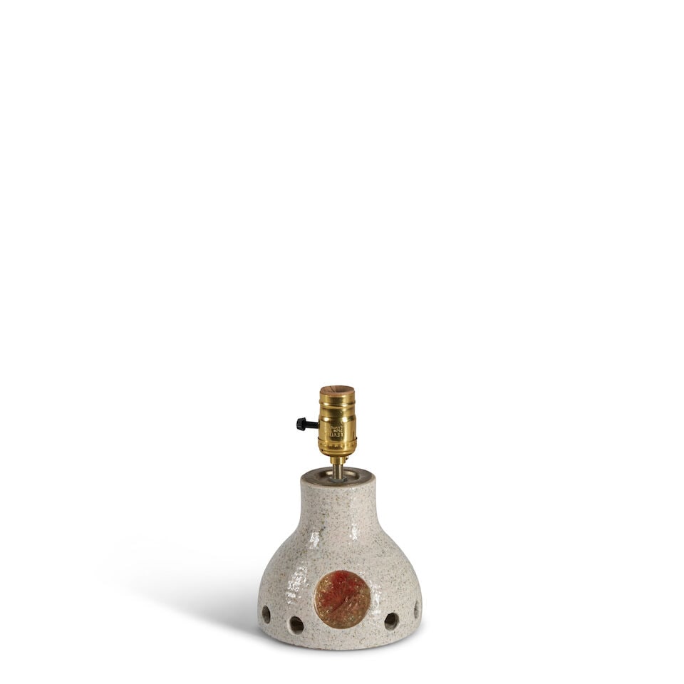 POTERIE D'ACCOLAY BOUDOIR LAMP Accolay, France, c. 1960, glazed ceramic, glass, rubber, standard... (1 of 2)