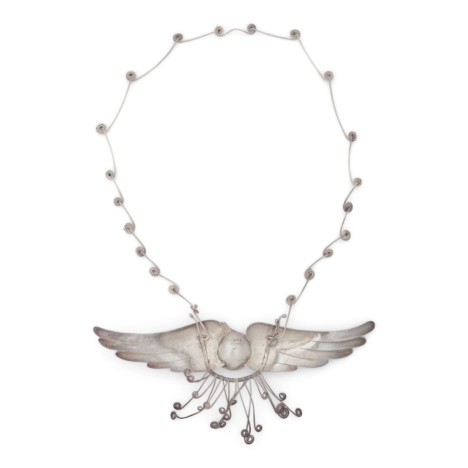 ARLINE FISCH (1931-2024) 'GUARDIAN ANGEL' NECKLACE 1969, sterling silver, impressed stamp maker'... - 3