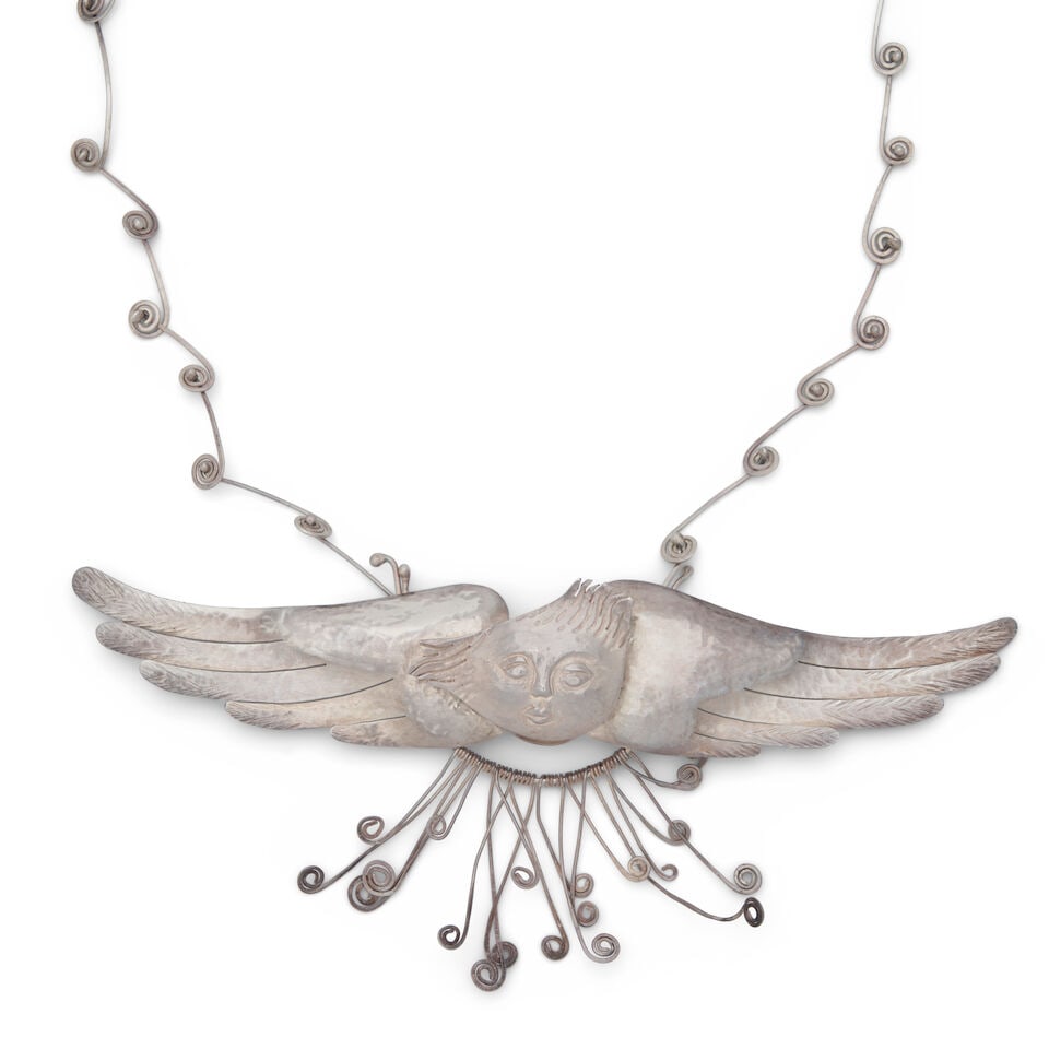 ARLINE FISCH (1931-2024) 'GUARDIAN ANGEL' NECKLACE 1969, sterling silver, impressed stamp maker'... - 4