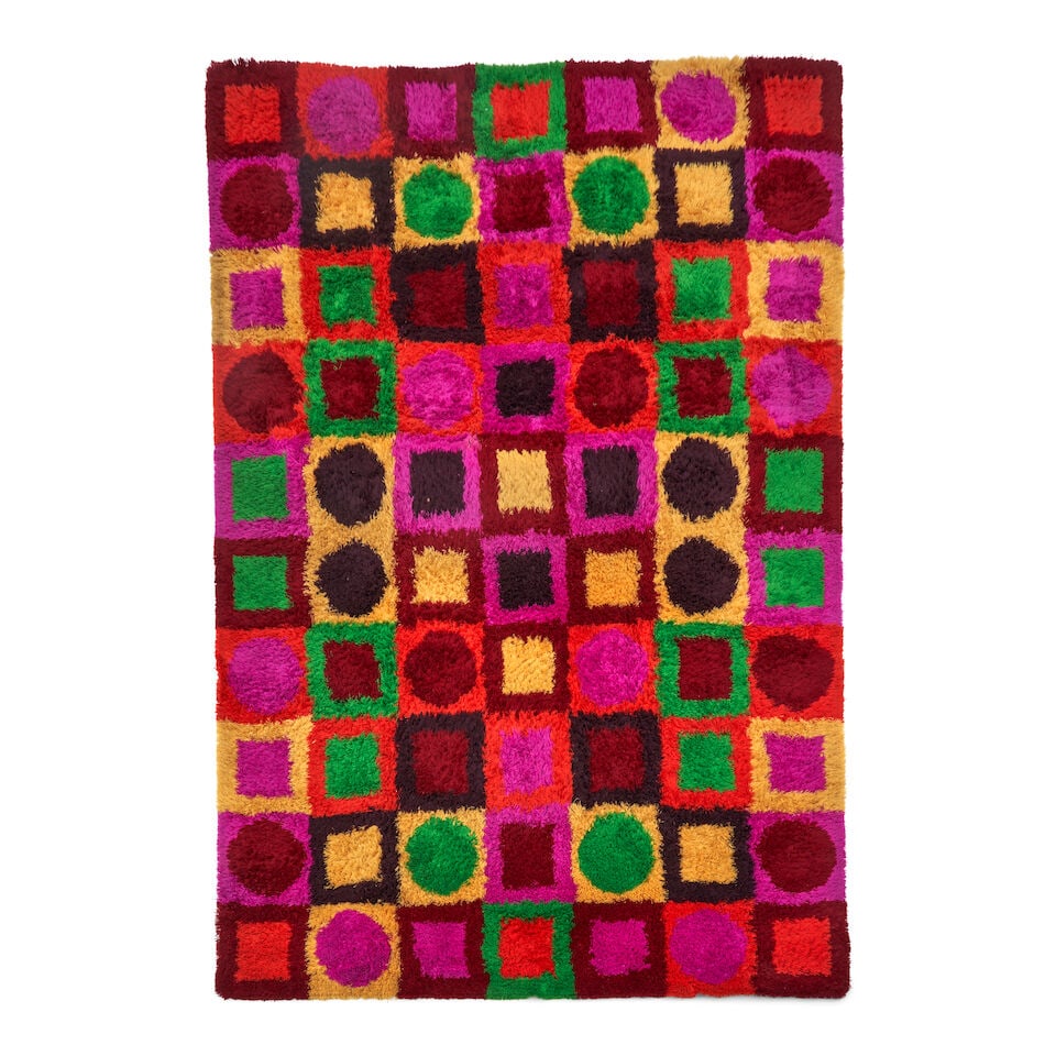 REGAL DESIGN STUDIO RYA RUG North Vernon, Indiana, mid to late 20th century, Tik Tak pattern, 8 ... (1 of 2)