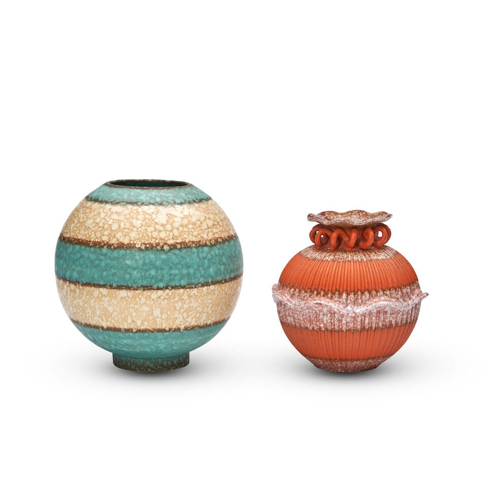 TWO CZECH MID-CENTURY MODERN CERAMIC VASES Czech Republic, mid twentieth-century, both with stam... (1 of 1)