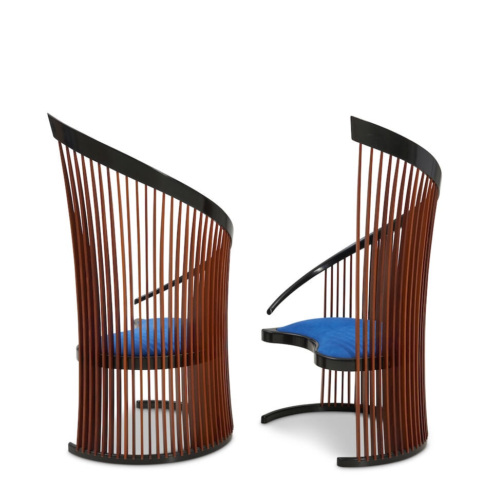 PAIR OF THOMAS W. STENDER (1947-2021) 'PASO DOBLE' CHAIRS United States, dated 1992, mahogany, e... - 2