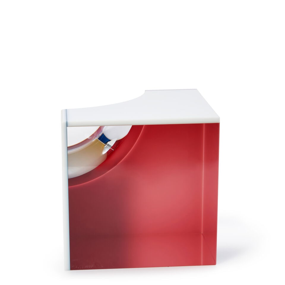 PAVEL NOVAK (B. 1974) OPTICAL GLASS CUBE 21st century, incised signature 'PAVEL NOVAK 1356,' ht.... - 2