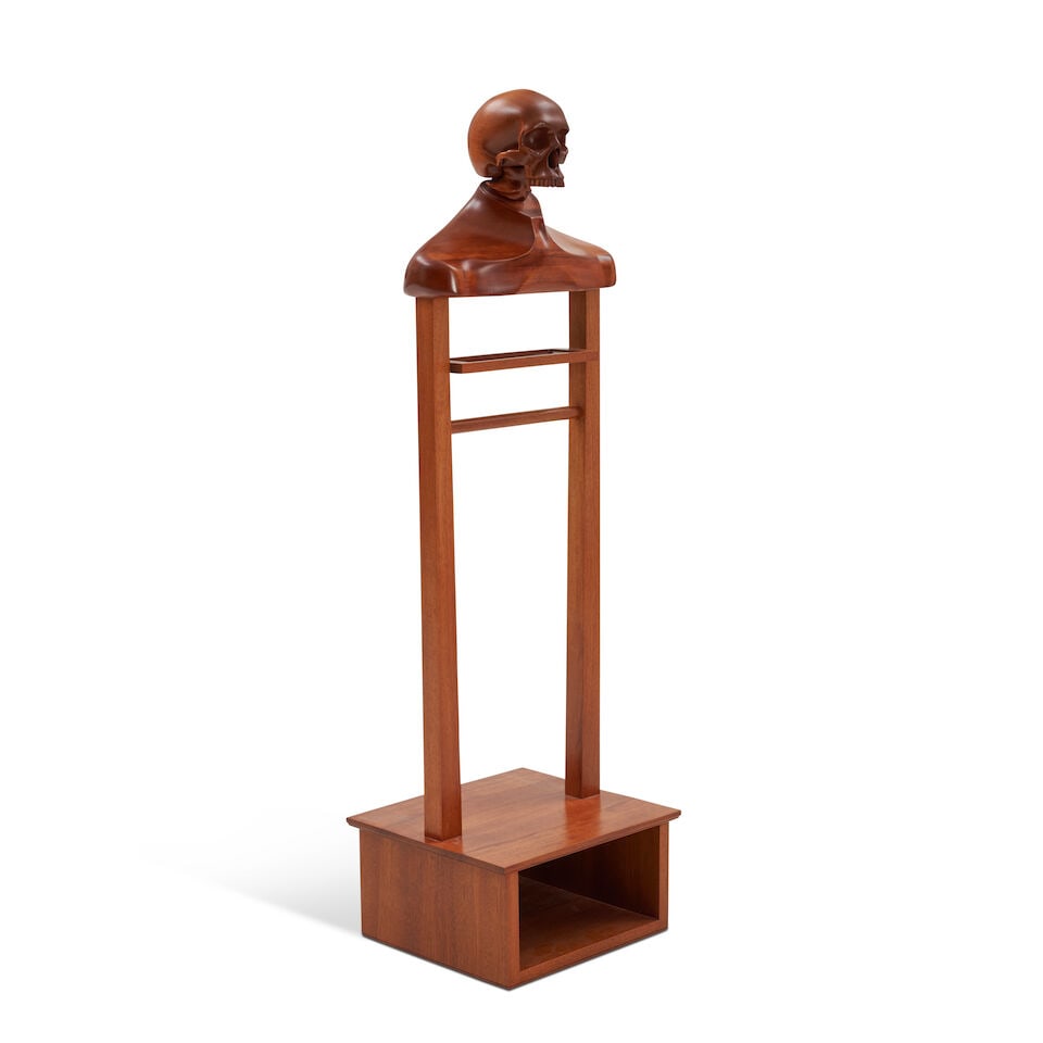 KARV MEMENTO MORI SKULL VALET Salt Lake City, Utah, c. 2015, mahogany, unmarked, ht. 60, base 18... - 4