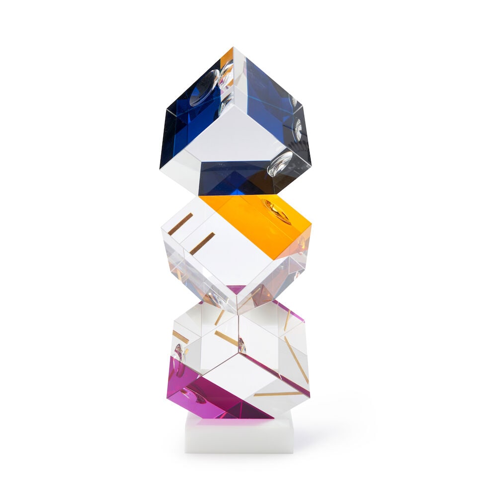 PAVEL NOVAK (B. 1974) OPTICAL GLASS SCULPTURE 21st century, incised signature 'PAVEL NOVAK 1368,... (1 of 4)