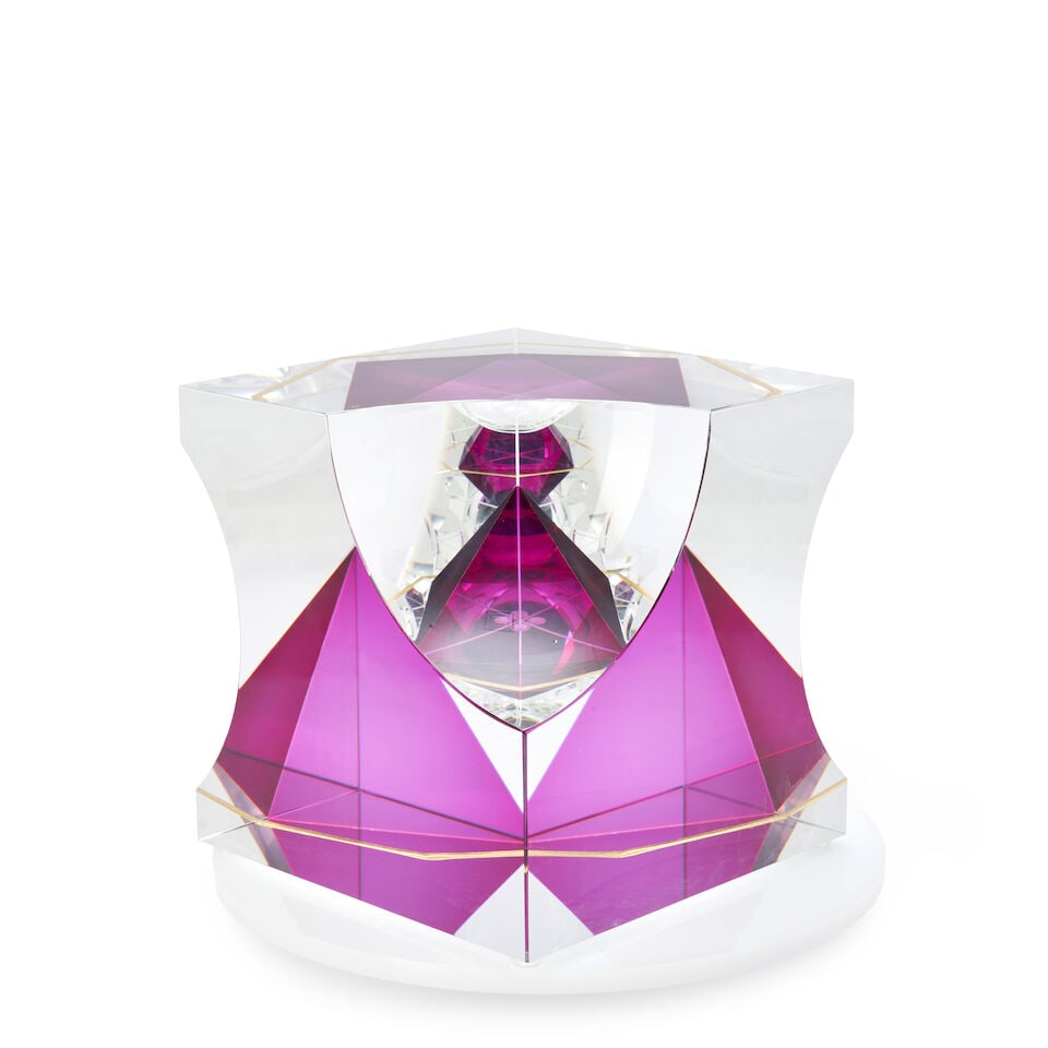 PAVEL NOVAK (B. 1974) OPTICAL GLASS CUBE 21st century, incised signature 'PAVEL NOVAK 1240,' ht....: PAVEL NOVAK (B. 1974) OPTICAL GLASS CUBE 21st century, incised signature 'PAVEL NOVAK 1240,' ht. 6 7/8 in. For further information on this lot please visit Bonhams.com For further information