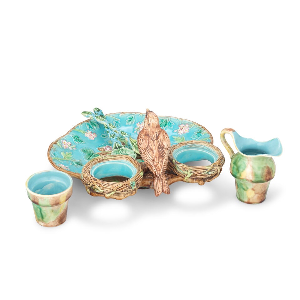 A George Jones majolica strawberry set, circa 1870-75 - 2