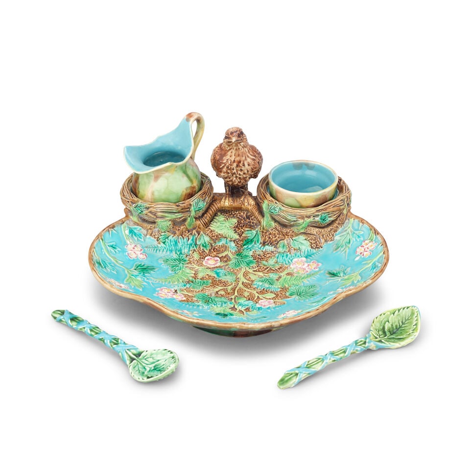 A George Jones majolica strawberry set, circa 1870-75 - 3