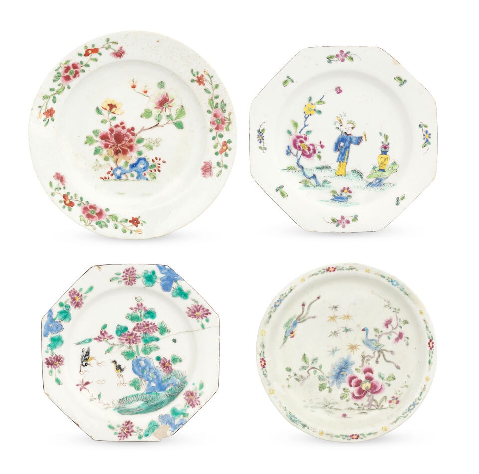 Four Bow plates, circa 1750-60 (1 of 1)