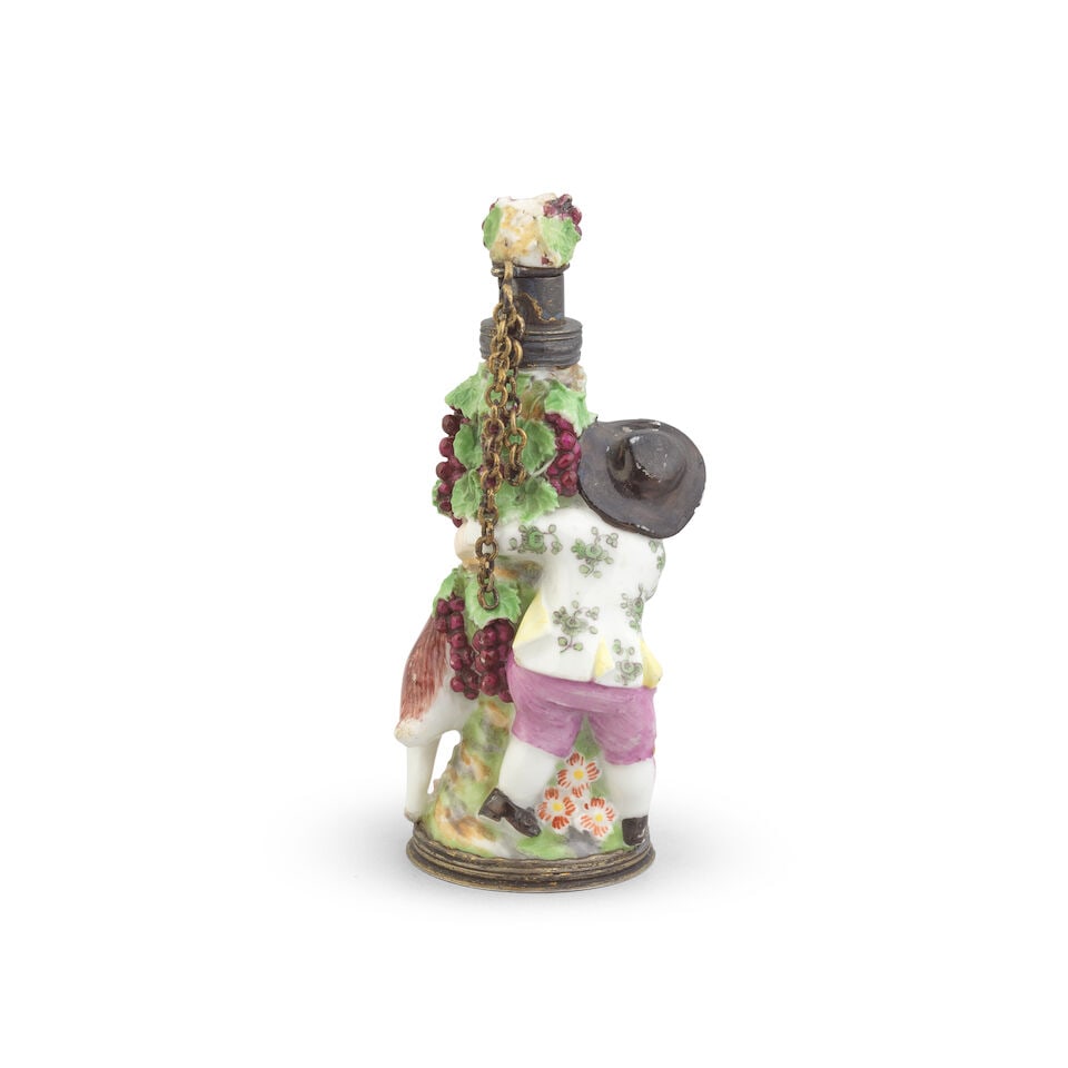A Chelsea figural scent bottle and stopper, circa 1758, - 2