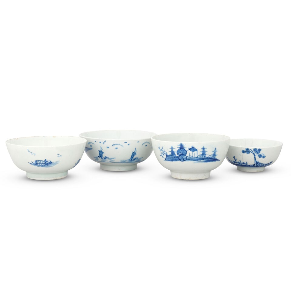 Four Bow bowls, circa 1750-56 - 2