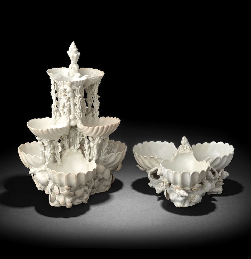 An extraordinary Bow shell centrepiece or pickle stand and a triple-shell sweetmeat, circa 1750-55 (1 of 1)