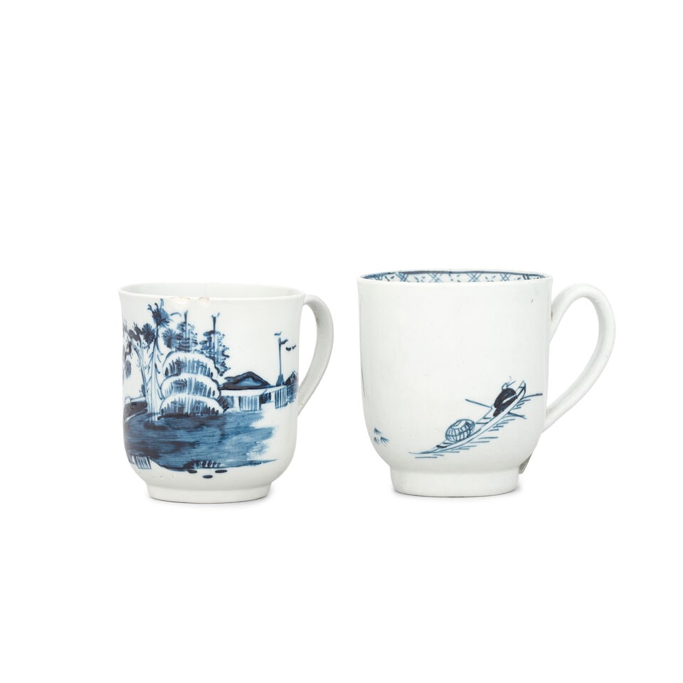 Two Liverpool (Richard Chaffers) coffee cups and two teabowls and saucers, circa 1756-65 - 2