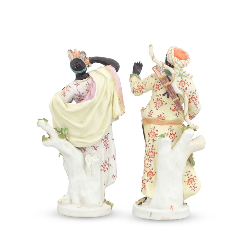 A very rare pair of Chelsea figures a Prince and Queen, circa 1755 - 2