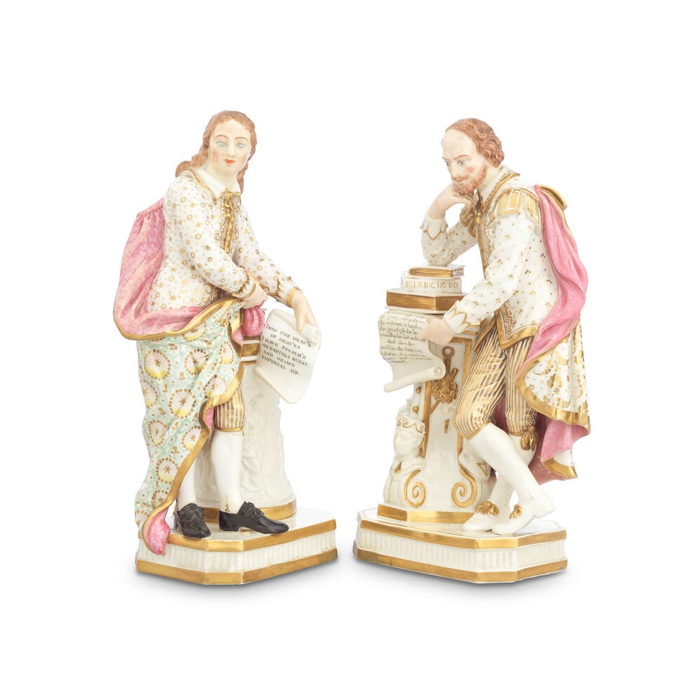 A pair of Derby figures of John Milton and William Shakespeare, circa 1800 - 3