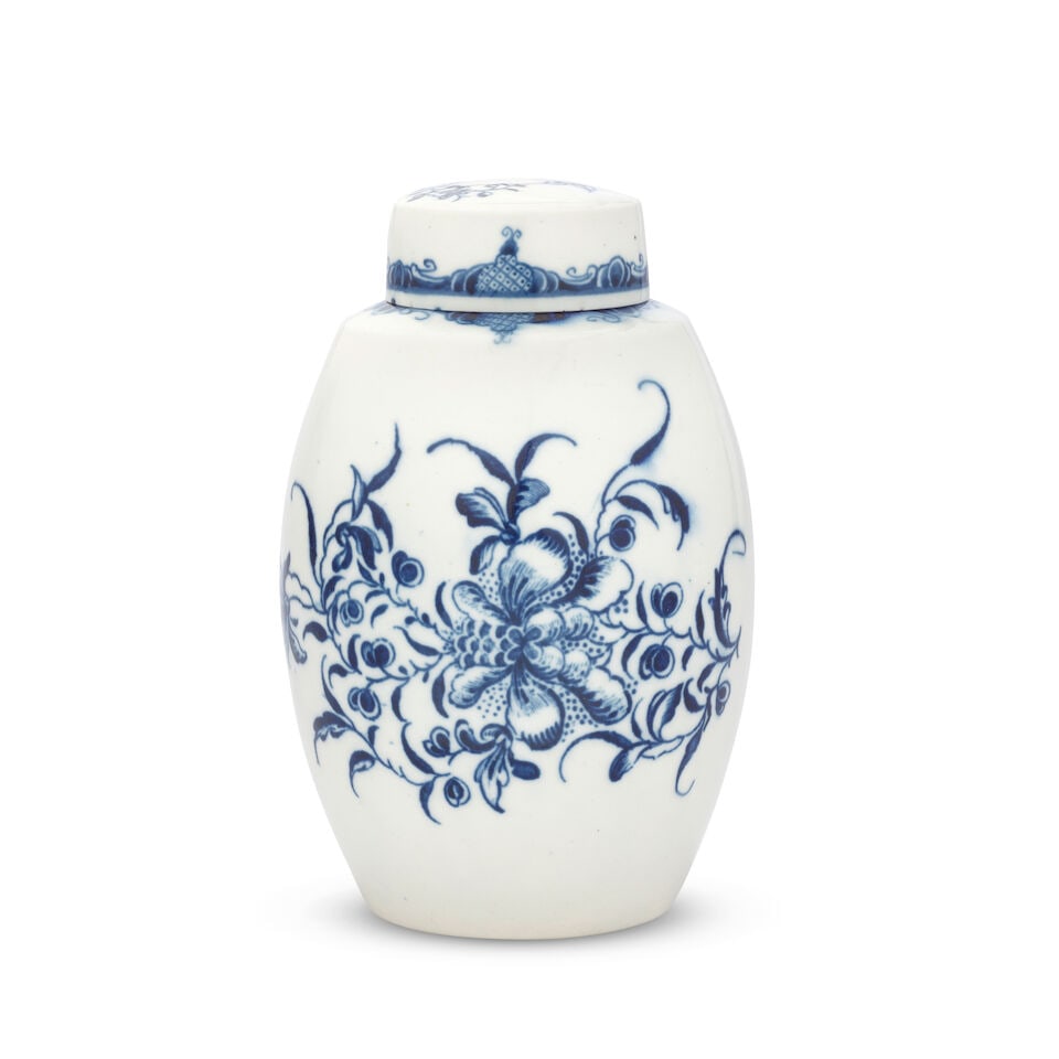 A rare Caughley tea canister and cover, circa 1780 (1 of 1)