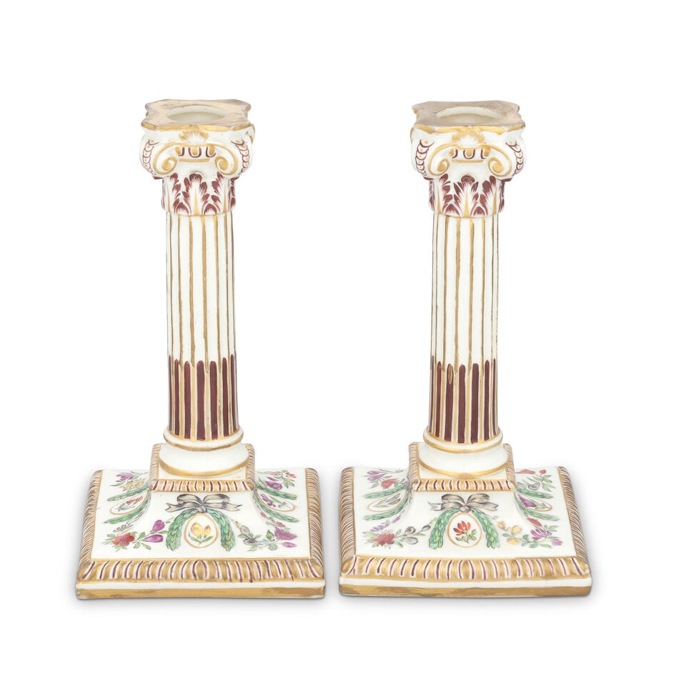 A good pair of Derby candlesticks, circa 1800 - 2