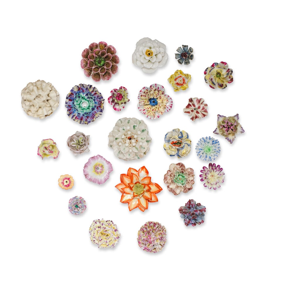 A selection of porcelain flowers, 19th century (1 of 1)