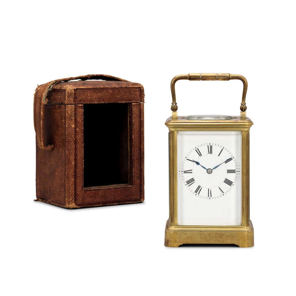 A good late 19th century striking carriage clock with original travelling case Henri Jacot, no:1... - 2