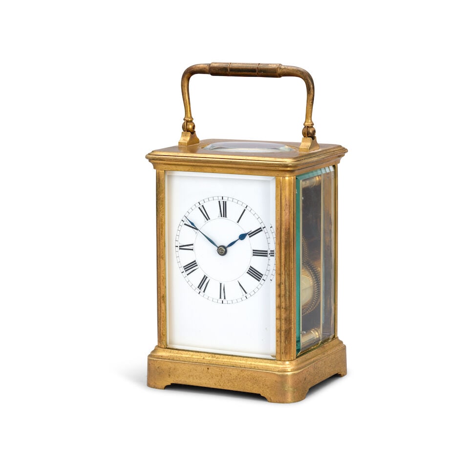 A French repeating carriage clock, circa 1870, with replacement platform escapement, 13.5cm high... - 2