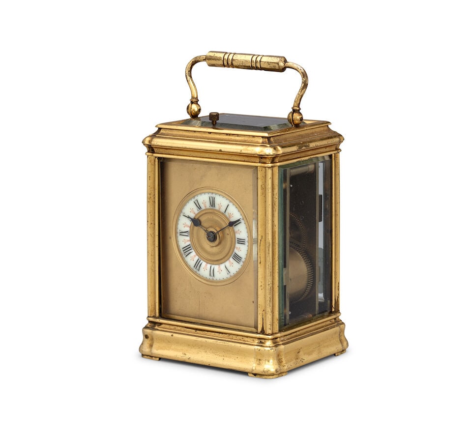 A late 19th century French striking and repeating gorge cased carriage clock - 2