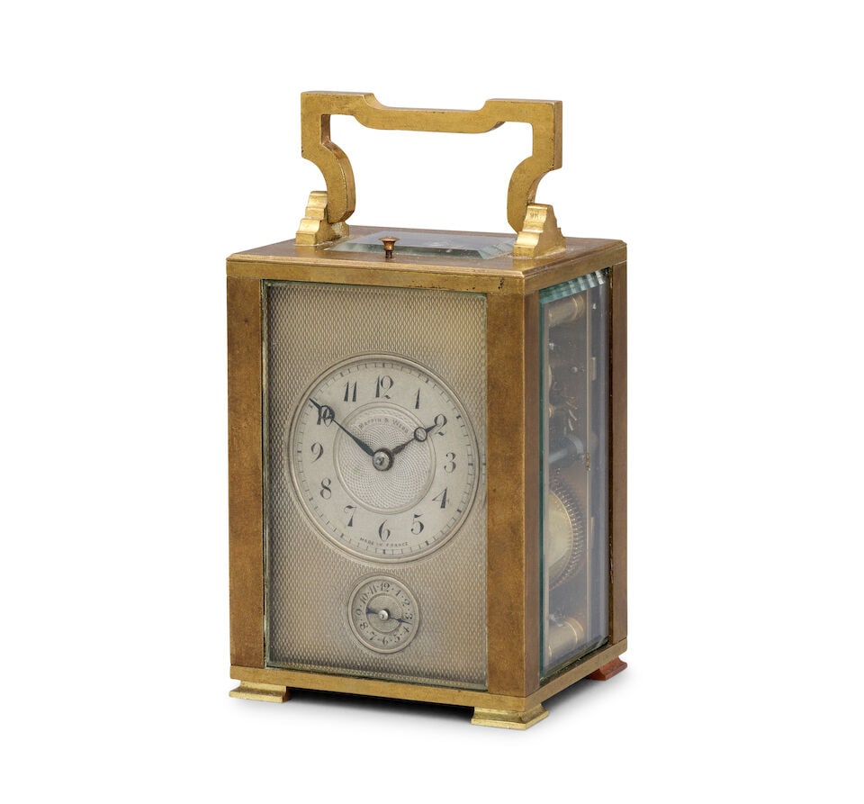 A good early 20th century French striking and repeating carriage clock with alarm Mappin and Webb - 2