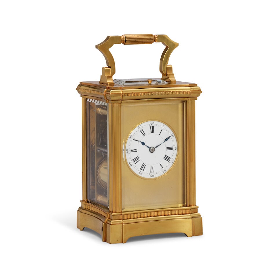 A good early 20th century striking and repeating carriage clock with original leather travel cas... - 5