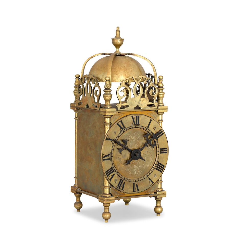 A early 20th century French four glass mantle clock and a first quarter of the 20th century bras... - 3