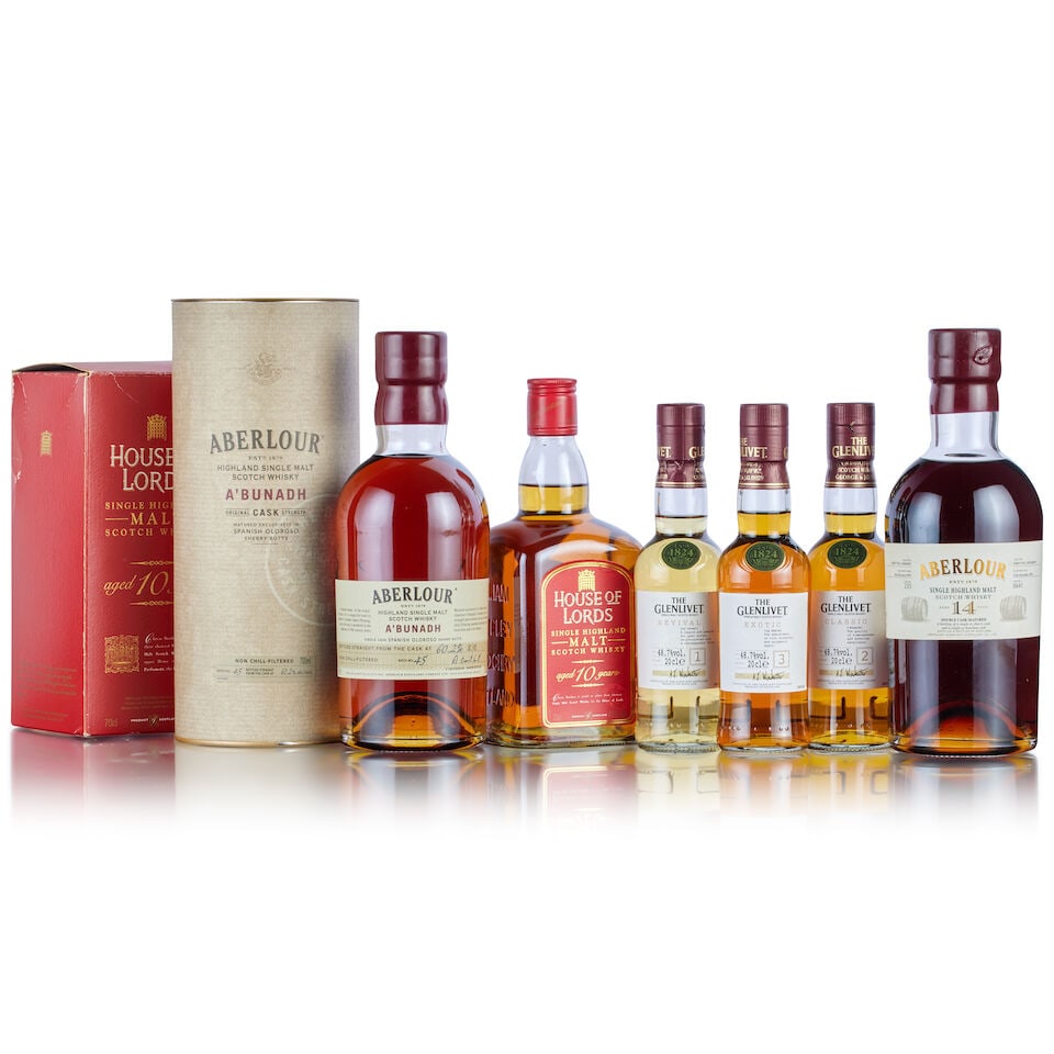 Aberlour A'Bunadh Batch #45 (1x 70cl) House of Lords 10 Year Old (1x 70cl) The Glenlivet The G... (1 of 2)