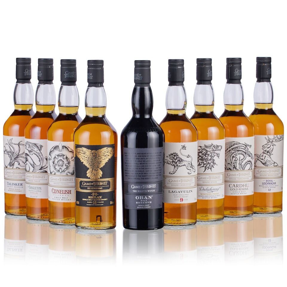 Mortlach 15 Year Old, Six Kingdoms (1x 70cl) Cardhu Gold Reserve, House Targaryen (1x 70cl) Laga... (1 of 3)