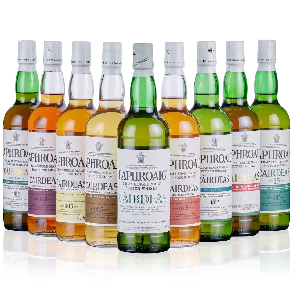 Laphroaig Cairdeas Origin (1x 70cl) Laphroaig Cairdeas 15 Year Old (1x 70cl) Laphroaig Cairdeas...: Laphroaig Cairdeas Origin (1x 70cl) Fill Level: into neck Capsule: good condition Label: good labelling Packaging: in original carton Alcohol content: 51.2% ABV Notes: Bottled in 2012. Laphroaig