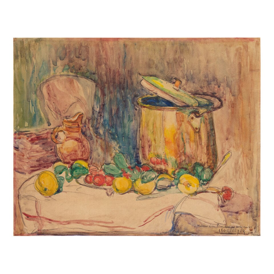 ALBERT GLEIZES (1881-1953) Nature morte aux fruits et à la marmite (Executed in 1909) (1 of 2)