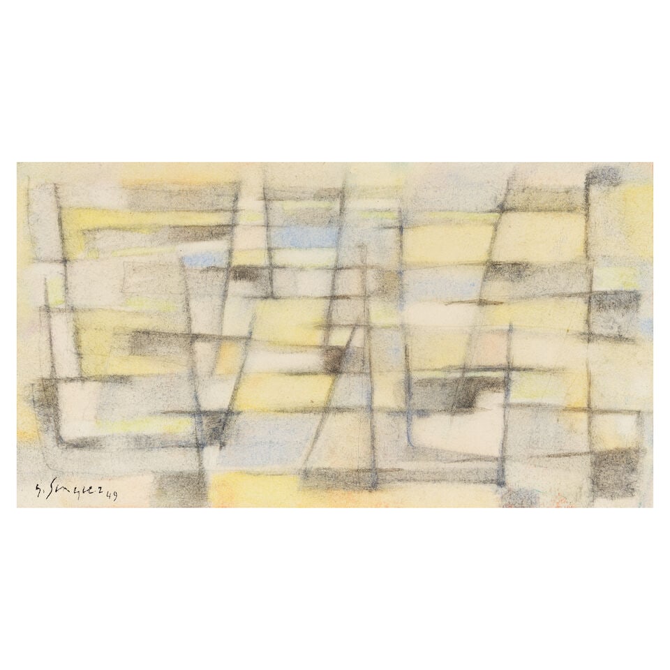 GUSTAVE SINGIER (1909-1984) Soleil matinal (Executed in 1949): GUSTAVE SINGIER (1909-1984) Soleil matinal signed and dated 'G. Singier 49' (lower left) watercolour, pencil and coloured pencil on paper laid down on board 17.5 x 32.8cm (6 7/8 x 12 15/16in). Execute