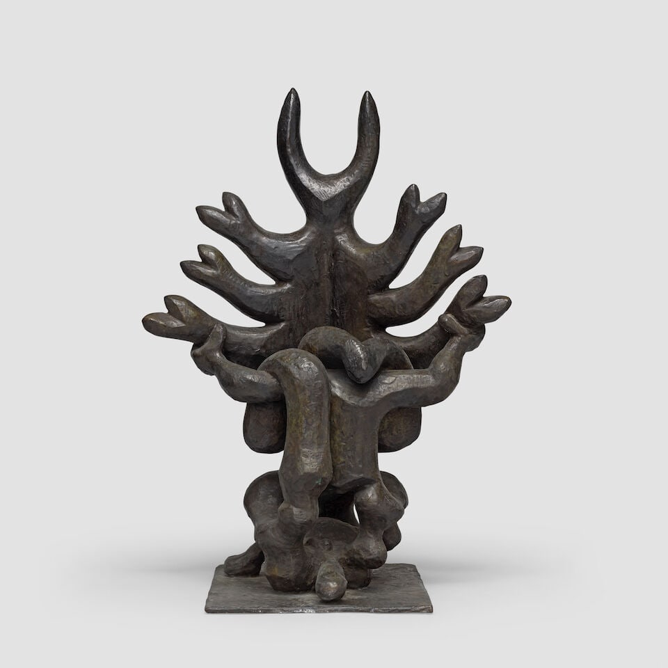 JACQUES LIPCHITZ (1891-1973) Exodus (Conceived in 1947, this bronze version cast by the Modern A...: JACQUES LIPCHITZ (1891-1973) Exodus signed and numbered '4/7 J. Lipchitz', marked with the artist's thumbprint and stamped with the foundry mark 'Modern. Art YDRY. [sic] N.Y' (at the base) bronze with