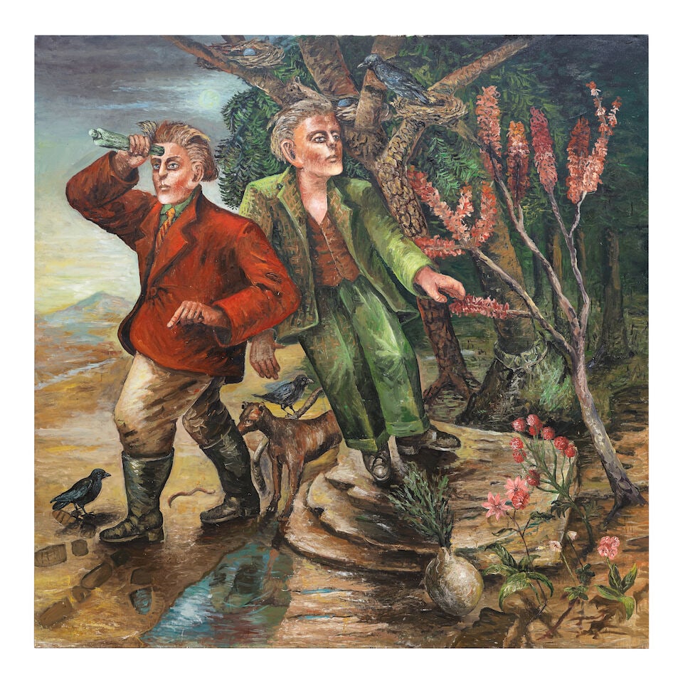 STEVEN CAMPBELL (1953-2007) Two Men Gesturing in the Landscape each with the Chin of Joan Suther... (1 of 2)
