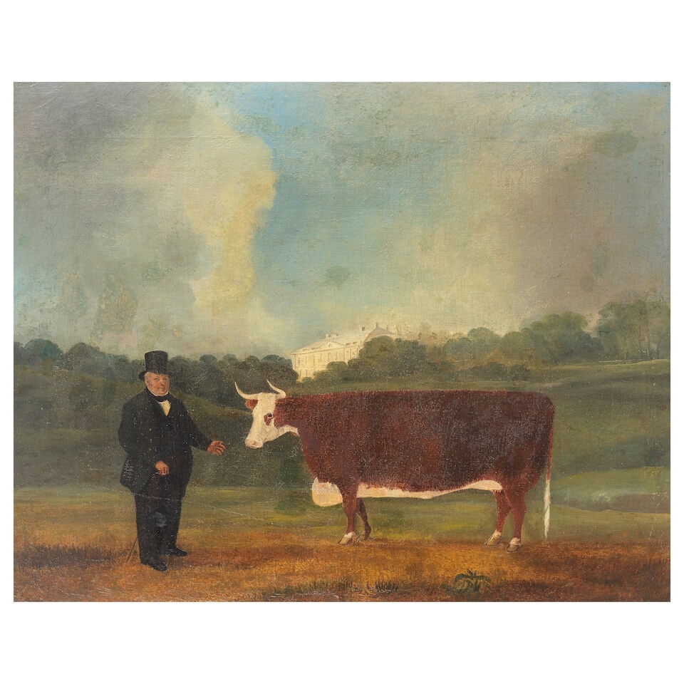 English School, 19th Century Prize bull and owner (1 of 3)