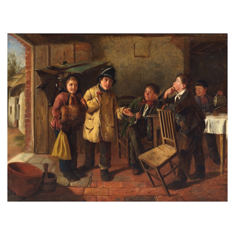 Charles Hunt (British, 1829-1900) A tea time visit (1 of 3)