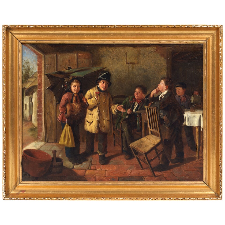 Charles Hunt (British, 1829-1900) A tea time visit - 2