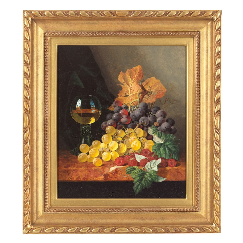 Edward Ladell (British, 1821-1886) Still life of grapes and hock glass - 2