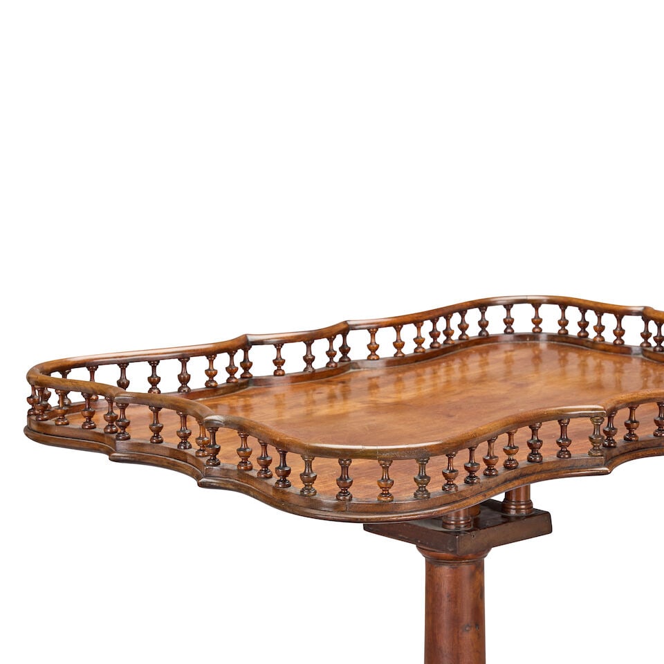 A mahogany bird-cage low tripod table The top and base associated, but both dating to the George... - 2