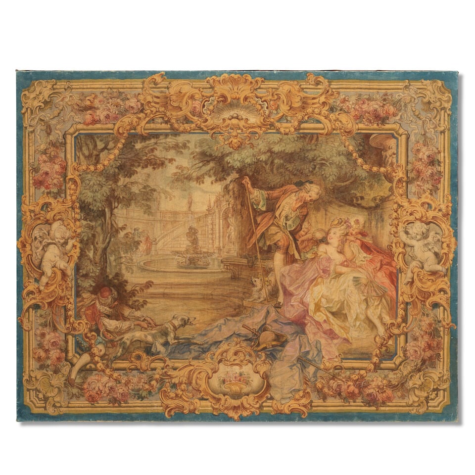 Mattia Traverso (Italian, 1885-1956) Four painted panels in imitation of tapestries: - 3